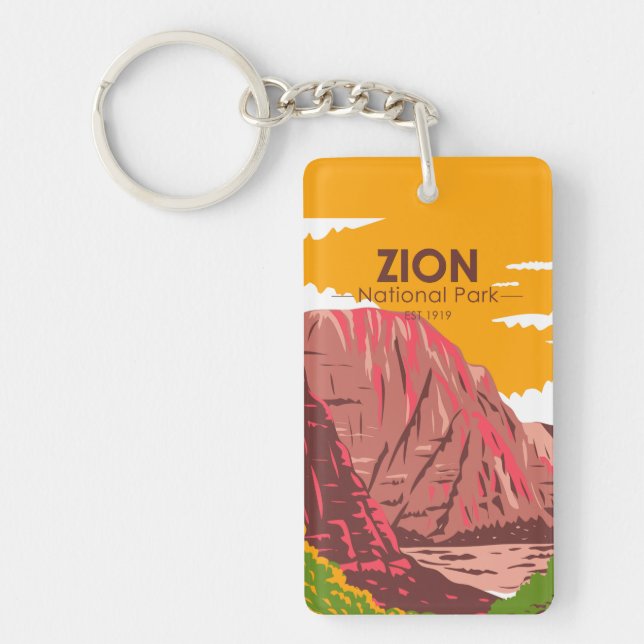 Zion National Park Utah Vintage Keychain (Front)