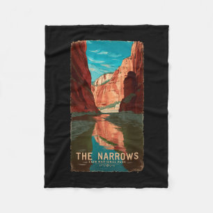 Zion national park utah vintage the narrows fleece blanket