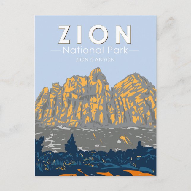 Zion National Park Utah Zion Canyon Vintage Postcard (Front)