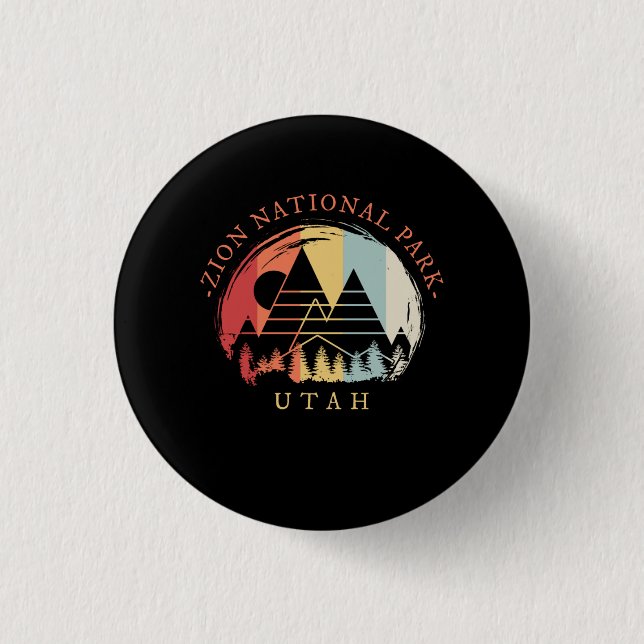 Zion National Park Vintage 1 Inch Round Button (Front)