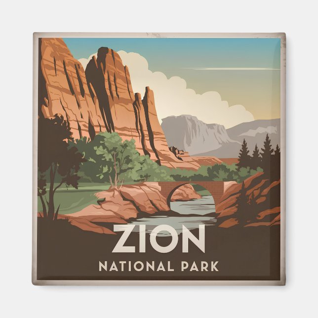 Zion National Park vintage Magnet (Front)