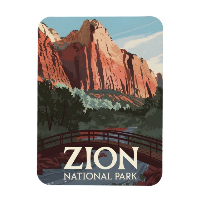 Zion National Park vintage Magnet (Vertical)