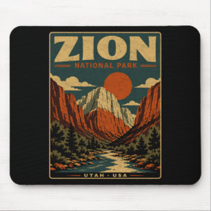 Zion national park vintage retro canyon outdoor mouse pad
