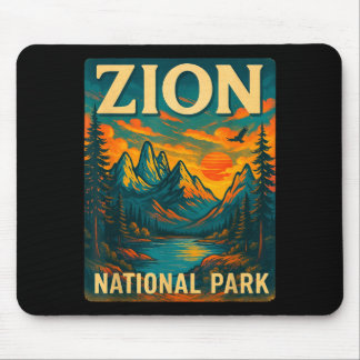 Zion national park vintage travel outdoor mouse pad