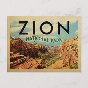 Zion National Park Vintage Travel Postcard
