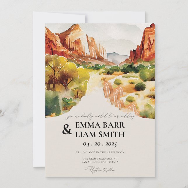 ZION National Park Wedding Invitation (Front)