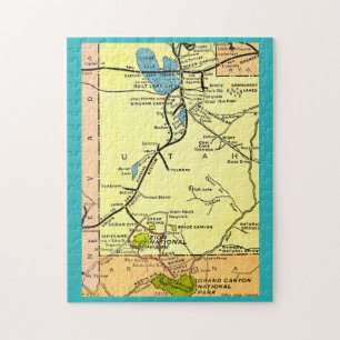 Zion Park Grand Canyon 11x14 Carte Puzzle Vintage