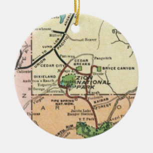 Zion Park Vintage Map  Ceramic Ornament