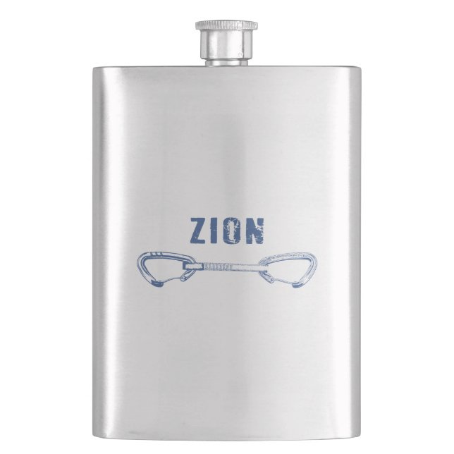 Zion Rock Climbing Quickdraw Hip Flask (Front)