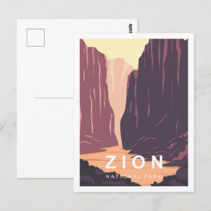 Zion Utah Famous Travel Place Illustration Postcard