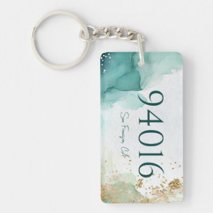 Zip Code and Town New Home Gift Keychain