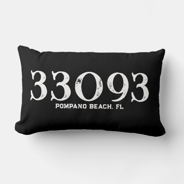  Zip Code|Grunge Script|Zebra Pattern Lumbar Pillow (Front)
