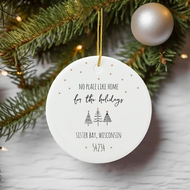 Zip Code Home for the Holidays Christmas Ceramic Ornament (Creator Uploaded)