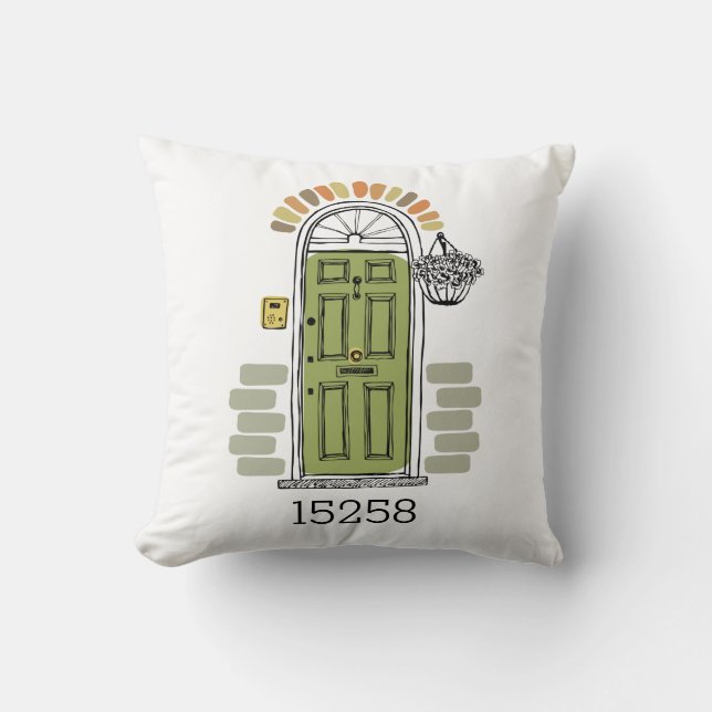 Zip Code Moving New Home Front Door Keepsake Throw Pillow (Front)