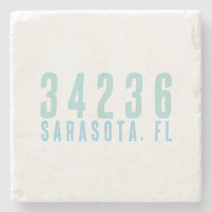 Zip Code with City and State Coastal Blues Stone Coaster