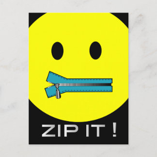 'zip it FACE POSTCARD