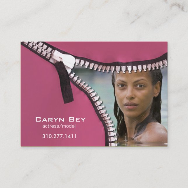 Zip It Up Business Card template (actor head shot) (Front)
