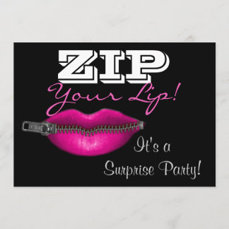 ZIP your lip surprise party invite hot pink lips
