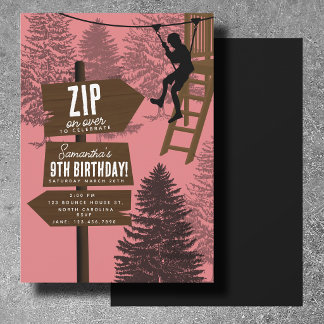 Zipline Rope Course Outdoor Park Adventure Bday Invitation