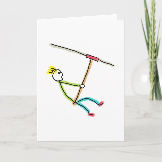 Ziplining Stickman Card (Front)