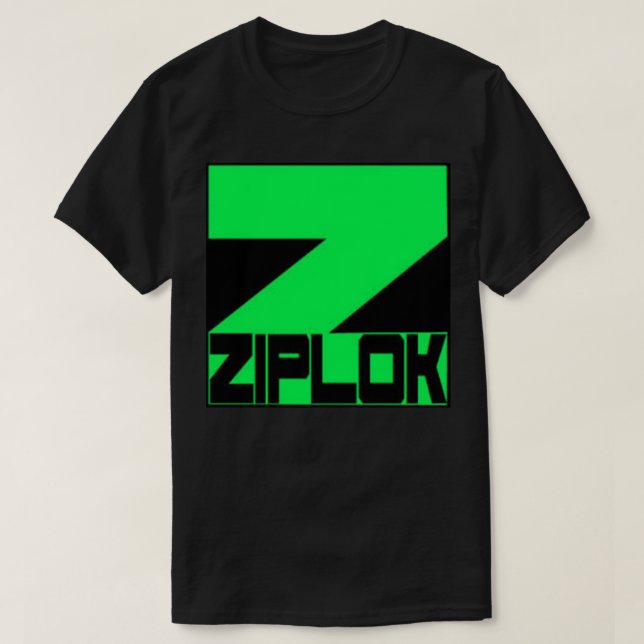 Ziplok - Neon Green Logo - Black T-Shirt (Design Front)