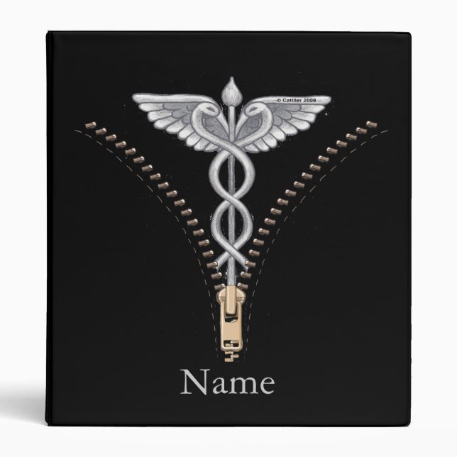 Zipper Caduceus nom personnalisé Classeur (Devant)