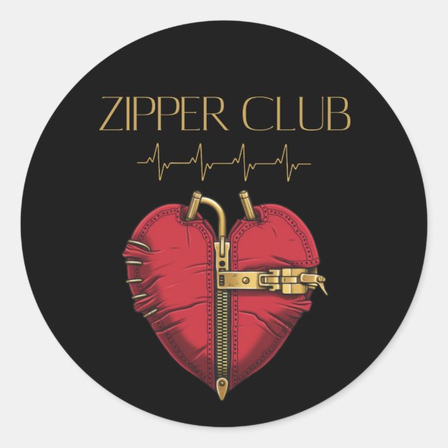 ZIPPER CLUB, heart transplant, open heart surgery Classic Round Sticker (Front)