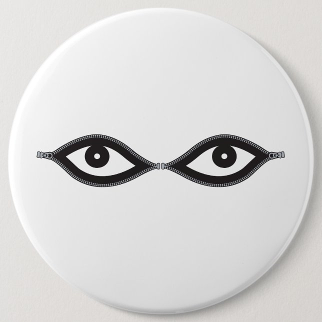 Zipper Eyes 6 Inch Round Button (Front)