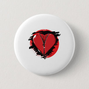 Zipper Heart 2 Inch Round Button