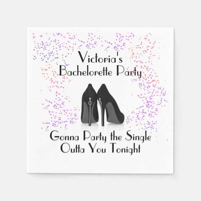 Zipper Heels Bachelorette Party Napkins (Front)