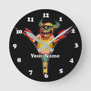 Zipper Monster Round Clock