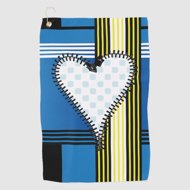 Zipper Outlined Heart  Golf Towel (Front)
