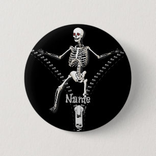 Zipper Skeleton 2 Inch Round Button
