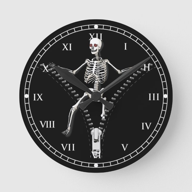 Zipper Skeleton Round Clock (Front)