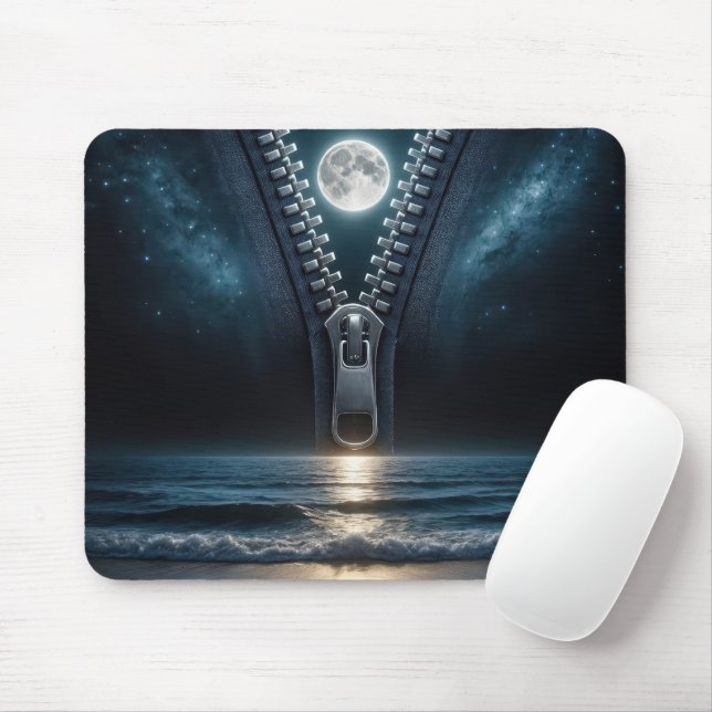Zipper Unzipping Moonlight Mouse Pad (With Mouse)