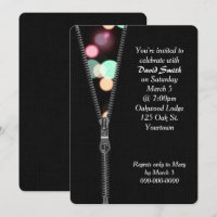Zipper with Birthday Party Lights Invitation