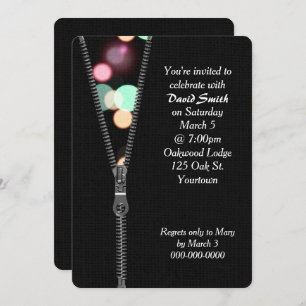 Zipper with Birthday Party Lights Invitation
