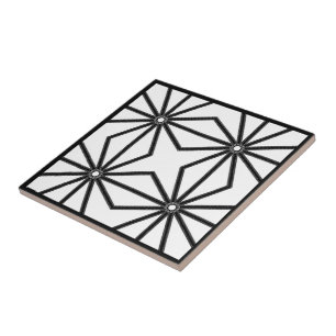 Zippered Twelve Times Black On White Symmetrical Tile
