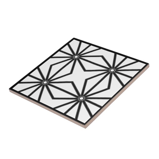 Zippered Twelve Times Black On White Symmetrical Tile (Side)