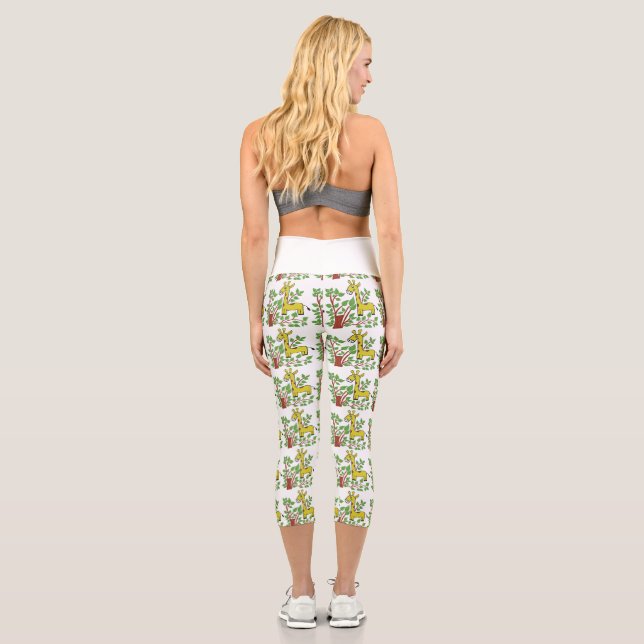 ziraff in forest  capri leggings (Back)