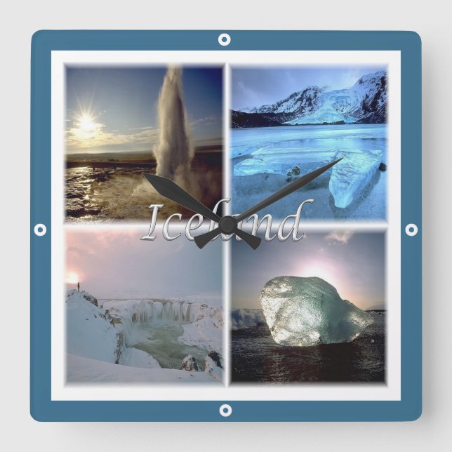 zIS002 ICELAND, Square Wall Clock (Front)
