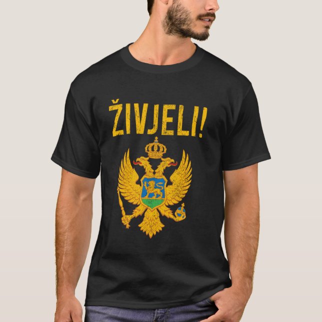 Zivjeli Montenegrin Flag Pride Vintage Montenegro T-Shirt (Front)