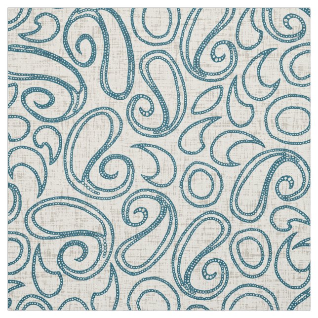 ziya cream blue fabric (Swatch)