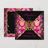 ZIZZAGO DESIGN Fabulous 50 Pink Gold Damask Party