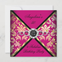 ZIZZAGO DESIGN Fabulous Pink Gold Damask Party 2