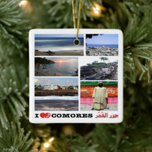 zKM011 COMOROS I Love, Mosaic, Africa, Ceramic Ornament