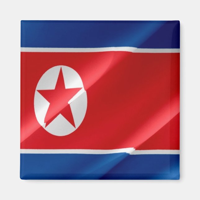 zKP002 North Korean waving FLAG North Korea Fridge Magnet (Front)