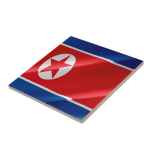 zKP002 North Korean waving FLAG North Korea Tile