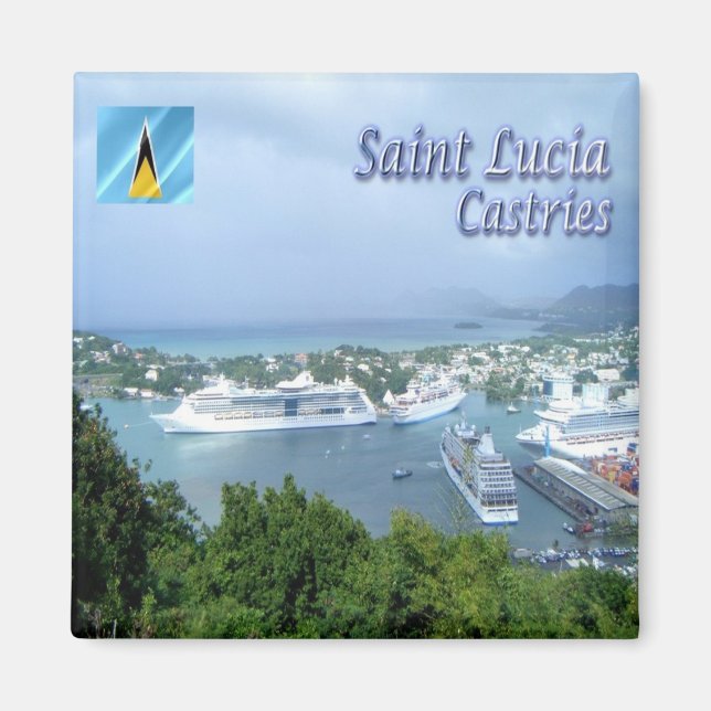 zLC009 CASTRIES, Harbour, Saint Lucia, Fridge Magnet (Front)