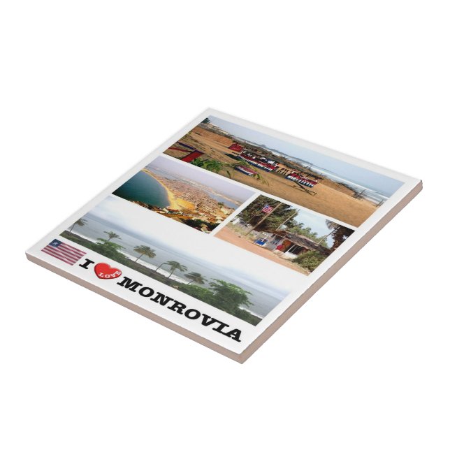 zLR008 MONROVIA I Love, Mosaic, Liberia, Tile (Side)